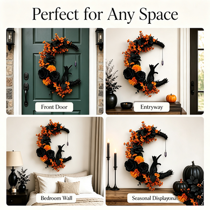 Handmade Halloween Cat Wreath