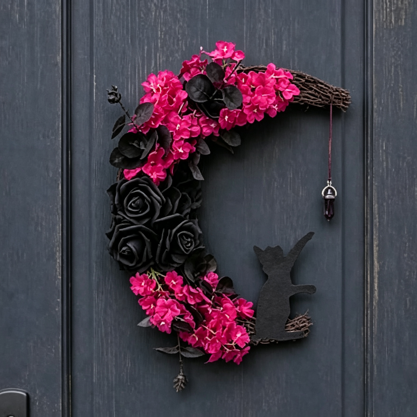 Handmade Halloween Cat Wreath