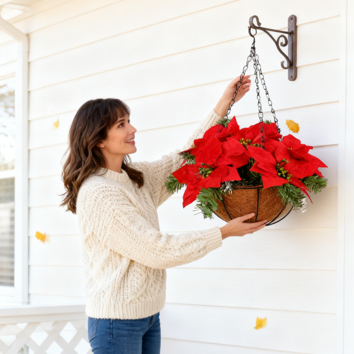 🔥HOT SALE✨ Artificial Christmas Flowers Hanging Poinsettias