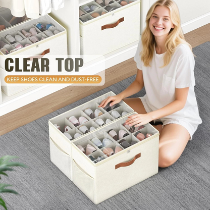 Foldable Shoe Organizer ForCloset With Clear Cover