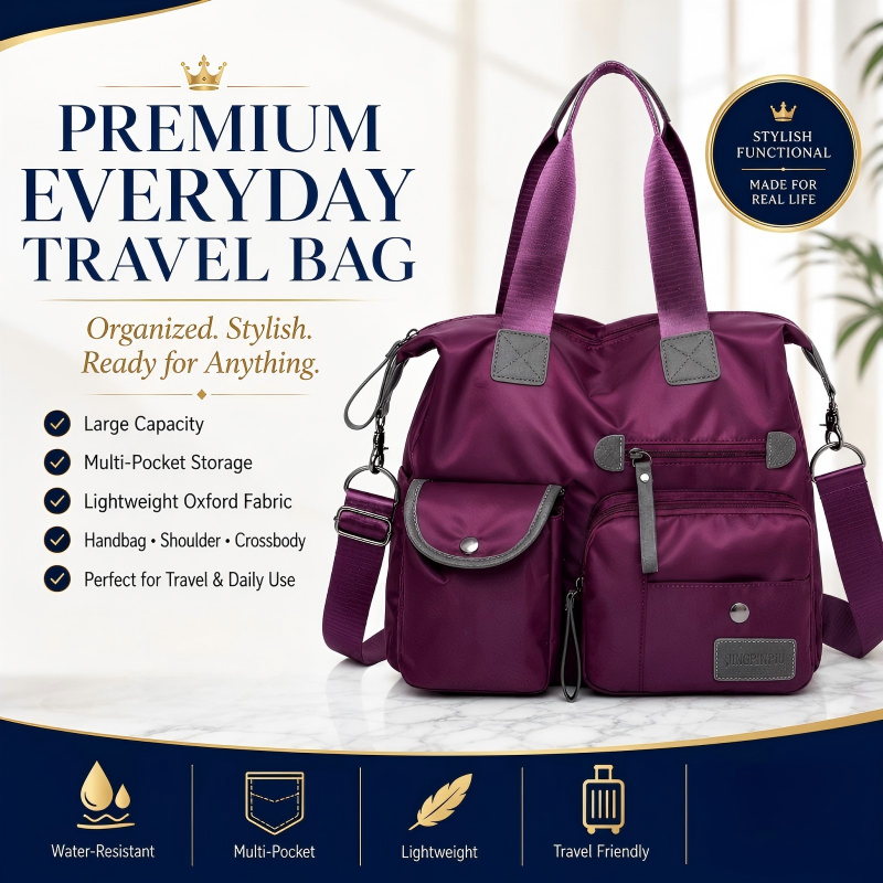 💞50K+ SOLD!👜Large Waterproof Tote Bag – Spacious main compartment, multiple pockets & 3 carrying ways. Lightweight Oxford fabric – perfect for work, shopping & travel! 💪✨