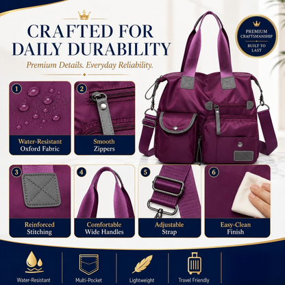 💞50K+ SOLD!👜Large Waterproof Tote Bag – Spacious main compartment, multiple pockets & 3 carrying ways. Lightweight Oxford fabric – perfect for work, shopping & travel! 💪✨