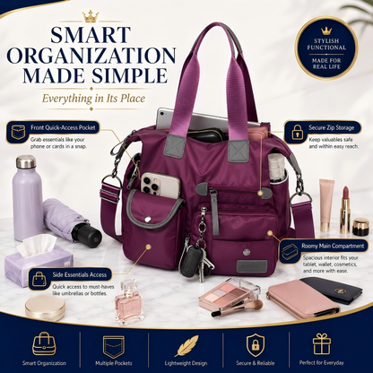 💞50K+ SOLD!👜Large Waterproof Tote Bag – Spacious main compartment, multiple pockets & 3 carrying ways. Lightweight Oxford fabric – perfect for work, shopping & travel! 💪✨
