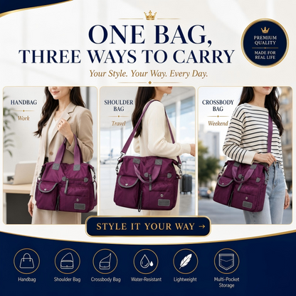 💞50K+ SOLD!👜Large Waterproof Tote Bag – Spacious main compartment, multiple pockets & 3 carrying ways. Lightweight Oxford fabric – perfect for work, shopping & travel! 💪✨