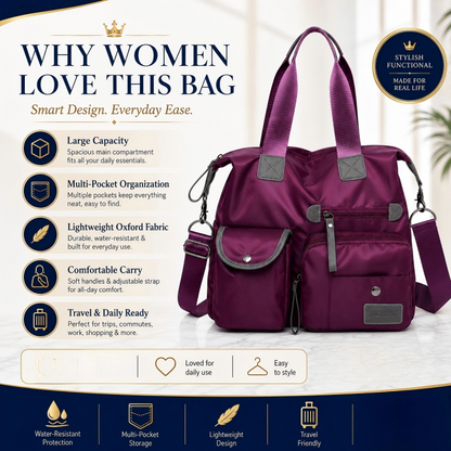 💞50K+ SOLD!👜Large Waterproof Tote Bag – Spacious main compartment, multiple pockets & 3 carrying ways. Lightweight Oxford fabric – perfect for work, shopping & travel! 💪✨