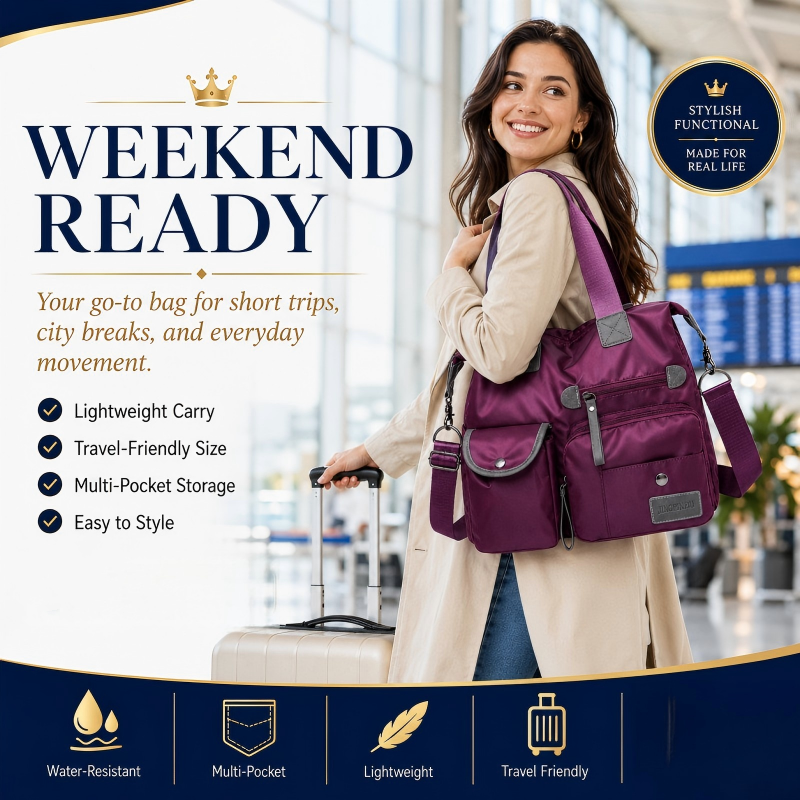 💞50K+ SOLD!👜Large Waterproof Tote Bag – Spacious main compartment, multiple pockets & 3 carrying ways. Lightweight Oxford fabric – perfect for work, shopping & travel! 💪✨