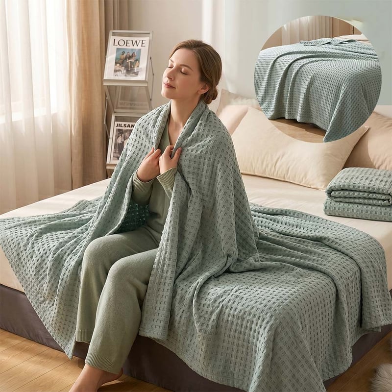 Premium Bamboo-Cotton Waffle Weave Blanket
