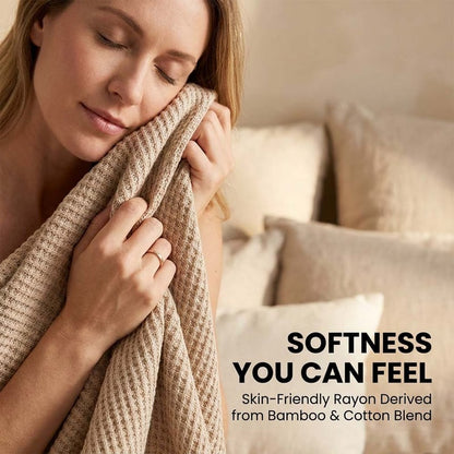 Premium Bamboo-Cotton Waffle Weave Blanket